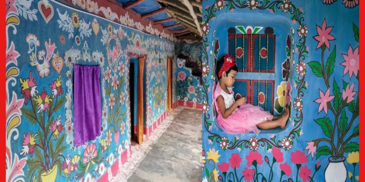 Alpona Village: গোটা গ্রাম যেন আস্ত একটা ক্যানভাস, বিচিত্র আলপনায় মোড়া লবনধার