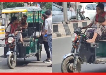 নিষ্ঠুর বাস্তব, শিশুকে বুকে জড়িয়ে রিকশা চালাচ্ছেন লড়াকু মা! দেখুন ভিডিও