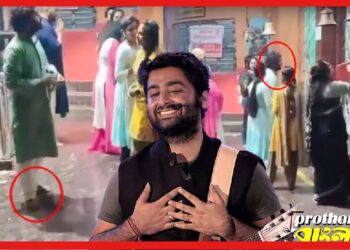 খালি পায়ে সিম্পল পঞ্জাবি পরে পাড়ার কালীমন্দিরে অরিজিৎ! মুগ্ধ ভারতবাসী