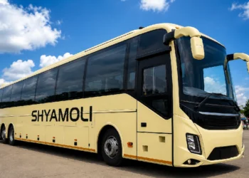 Kolkata to Delhi Luxury Bus by Shyamoli featuring a premium sleeper coach with bio-toilet, Wi-Fi, GPS tracking, and modern passenger amenities for direct travel between Kolkata and New Delhi.