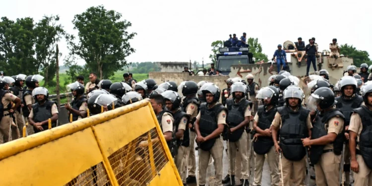 Indian Farmers Protest at Shambhu Border as farmers march towards Delhi over proposed India-US trade deal