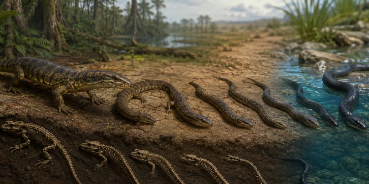 Snakes Evolution: Ancient snake fossils and genetic evidence reveal that snakes once had legs and gradually lost them through evolution.
