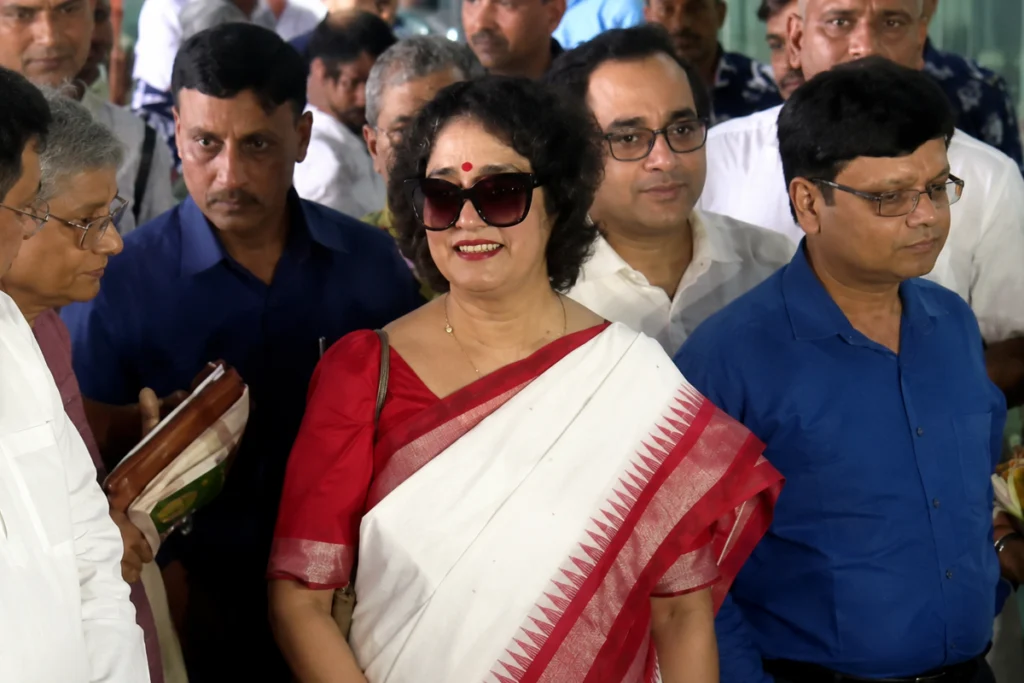 Taslima Nasrin Kolkata Visit – Bangladeshi author Taslima Nasrin receives a warm welcome at Kolkata Airport after returning to the city nearly 20 years later for her book launch event.