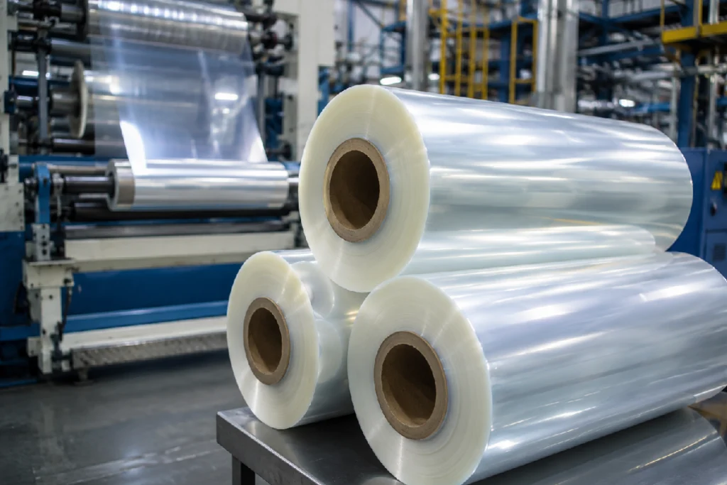 India Anti-Dumping Investigation on Bangladesh PET Film showing PET film rolls used in packaging as India begins an anti-dumping probe into imports from Bangladesh, China, and Thailand.
