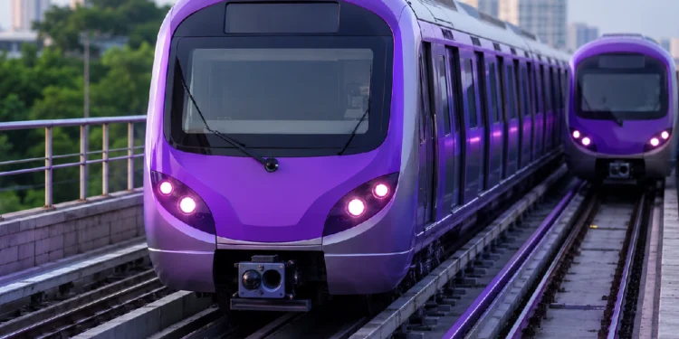 Kolkata Green Line Metro train during driverless operation trial after preliminary safety clearance, highlighting the future of automated metro services between Sector V and Howrah Maidan.