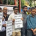 Kolkata Journalists Protest – Journalists gather outside Press Club Kolkata to protest attacks on media personnel, as Press Club President Snehasish Sur expresses solidarity and demands protection for press freedom.