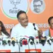 Sushmita Dev BJP candidate with BJP leader Dilip Ghosh discussing the party's stand on former Trinamool leaders joining the BJP in West Bengal politics.