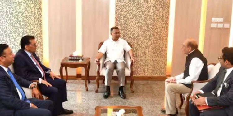 Dinesh Trivedi Tarique Rahman Meeting during a diplomatic discussion between Indian and Bangladeshi representatives