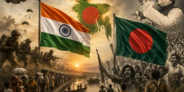 India's Role in Bangladesh Liberation War during the 1971 independence struggle, showing Indian military support and the Bangladesh liberation movement.