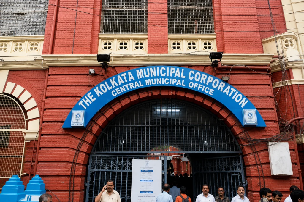 Kolkata Howrah Ward Delimitation showing the Kolkata Municipal Corporation building ahead of the proposed ward reorganization and civic election preparations.
