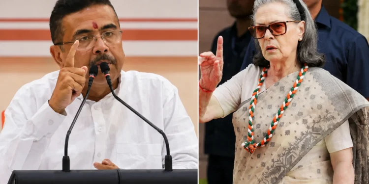 Suvendu Adhikari Vande Mataram controversy as Amit Shah and Suvendu Adhikari demand Sonia Gandhi apology