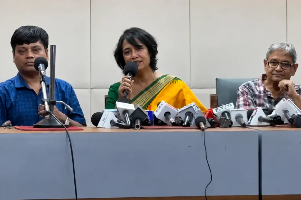 Taslima Nasreen Joy Goswami Controversy: Taslima Nasreen addresses the media, speaking about the Joy Goswami controversy, freedom of expression, and equal rights for all women during a press interaction in Kolkata.