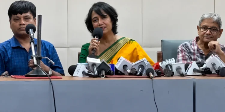 Taslima Nasreen Joy Goswami Controversy: Taslima Nasreen addresses the media, speaking about the Joy Goswami controversy, freedom of expression, and equal rights for all women during a press interaction in Kolkata.