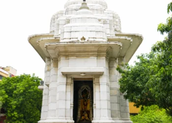 Shubhendu Adhikari at Adyapeath Temple during his first visit after taking office