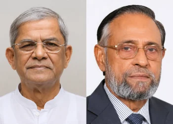 Bangladesh Presidential Election 2026 voting in Bangladesh Parliament, with lawmakers casting ballots between Mirza Fakhrul Islam Alamgir and Oli Ahmed.