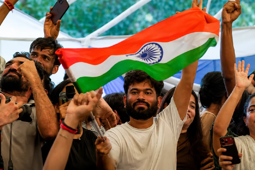 NEET Paper Leak Protest supporters participating in a nationwide youth listening campaign in India