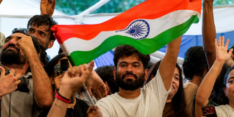 NEET Paper Leak Protest supporters participating in a nationwide youth listening campaign in India