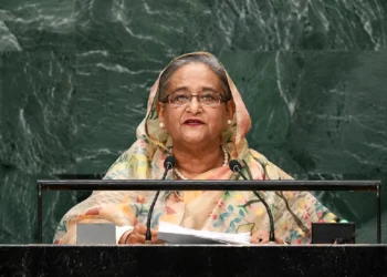 Sheikh Hasina Virtual Address: Former Bangladesh Prime Minister Sheikh Hasina delivering a virtual speech while addressing international media about her homecoming plans and future vision for Bangladesh.