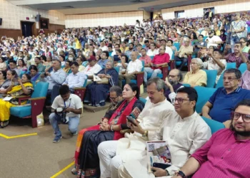 Taslima Nasreen Kolkata Event at Rabindra Sadan as the exiled author addresses the audience following a brief stage protest during her return to Kolkata after nearly two decades.