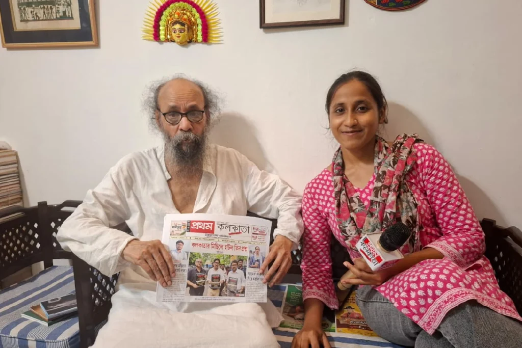 Joy Goswami Interview showing the renowned Bengali poet speaking about threat culture, the Rabindra Sadan incident, Taslima Nasrin, and freedom of expression during an exclusive interaction.