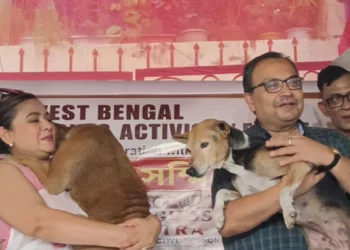 Abala Camp organized for free animal health checkups with Sreelekha Mitra and Kunal Ghosh