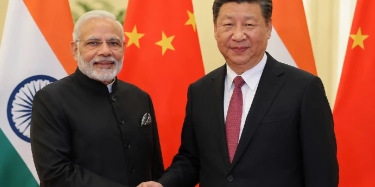 Xi Jinping Delhi Visit during the BRICS summit with India-China flags and diplomatic representation.