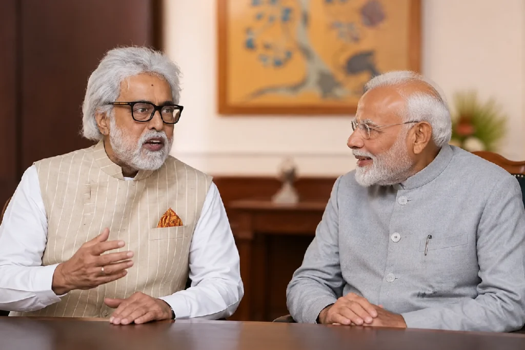 NDA Parliamentary Party Meeting with Prime Minister Narendra Modi interacting with alliance MPs during the Mangal Milan gathering in Parliament.