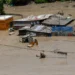 Nepal Flash Flood near the Tibet border with damaged roads, flooded areas and ongoing rescue operations.