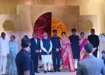 PM Modi Amit Shah Rahul Gandhi at a high-profile wedding reception in Delhi, with senior political leaders attending the event