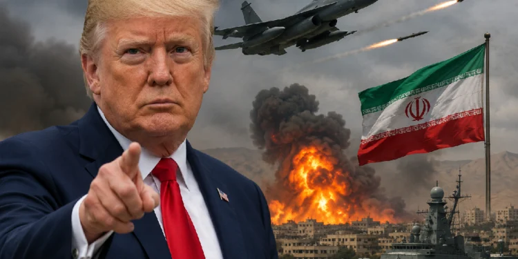 Donald Trump speaks about Trump Iran New Strikes amid rising Middle East tensions and possible military action against Iran.