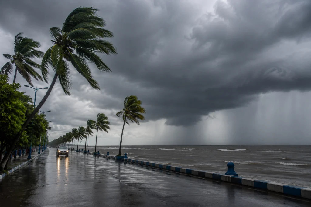 West Bengal Weather forecast showing heavy rainfall and orange alert across South Bengal districts