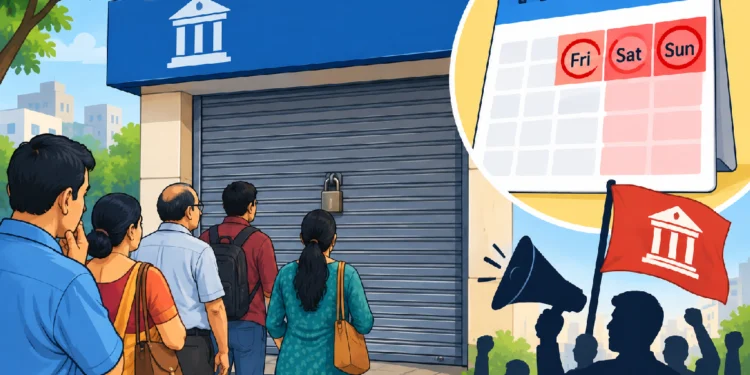 Bank Strike Five Day Work Week demand leads to Friday closure and three-day banking disruption