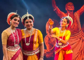Sourav Ganguly watching Dona Ganguly and Sana Ganguly perform a mother-daughter dance at Indian Museum Kolkata