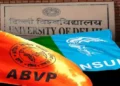 Delhi University Students Union Election results showing ABVP victory in three key posts