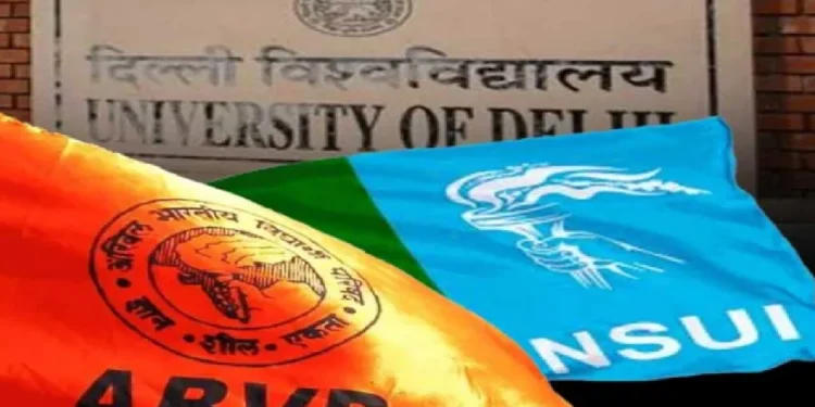 Delhi University Students Union Election results showing ABVP victory in three key posts