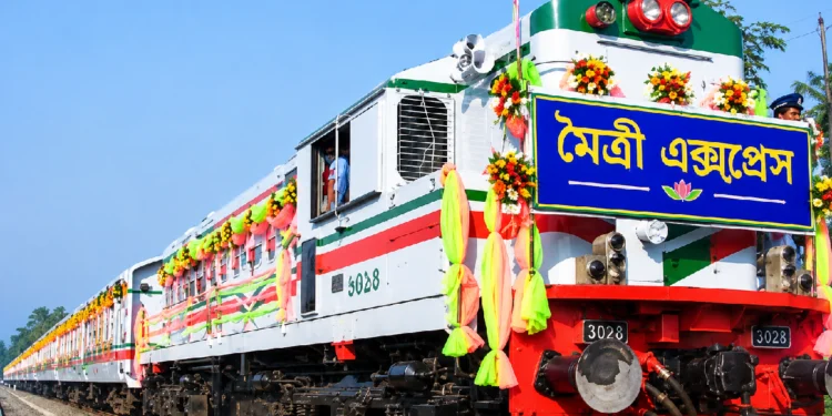 Maitree Express Train Service featuring a decorated passenger train connecting India and Bangladesh