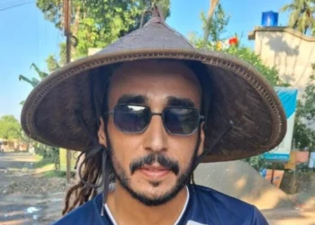Moroccan Cyclist Othman cycling through Bengal after travelling across 23 countries