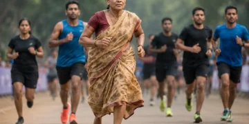 Rama Devi Barefoot Run as a 47-year-old mother competes barefoot alongside younger runners