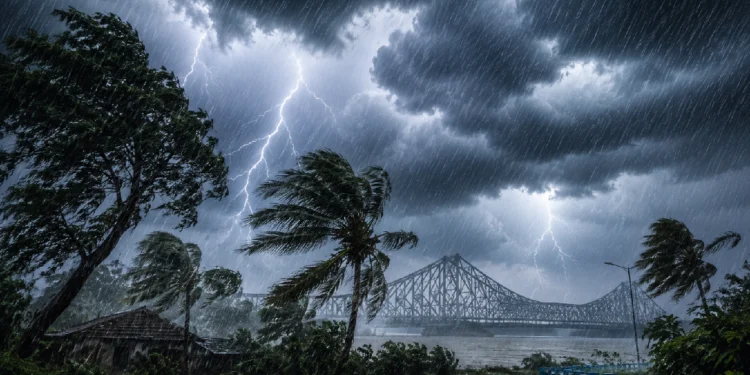 Cyclone Arnab weather system over the Bay of Bengal near West Bengal